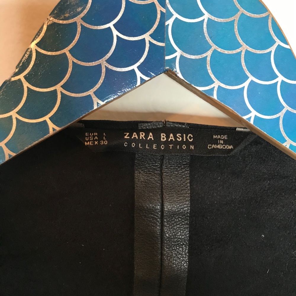 Zara Faux Leather Draped Open Front Jacket - Picture 6 of 8